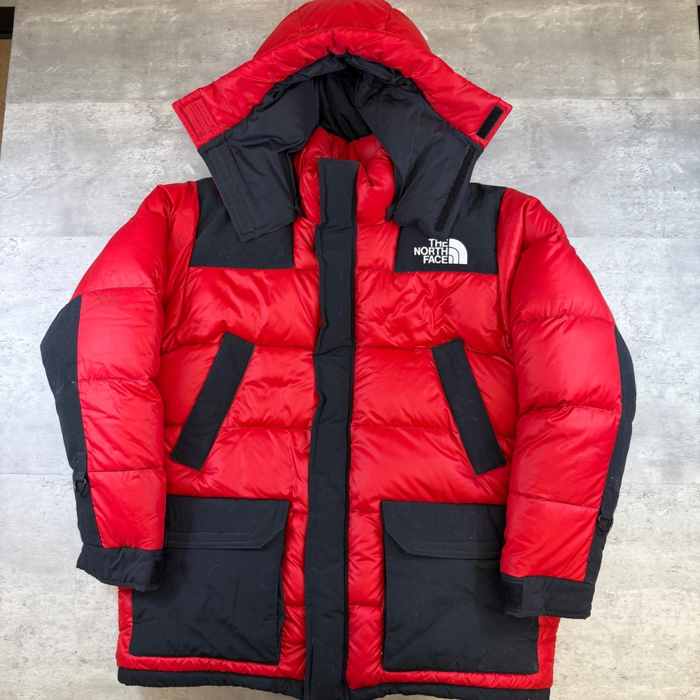 The North Face Himalayan Down Parka Mens Large Red Black Puffer Jacket Hooded